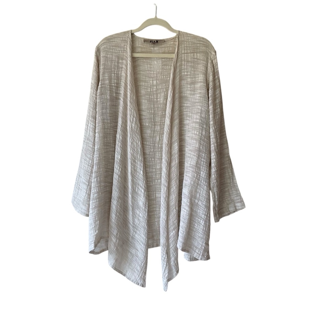 Flax Lagenlook Linen Blend Open Front Gauzy Cardigan Size S
